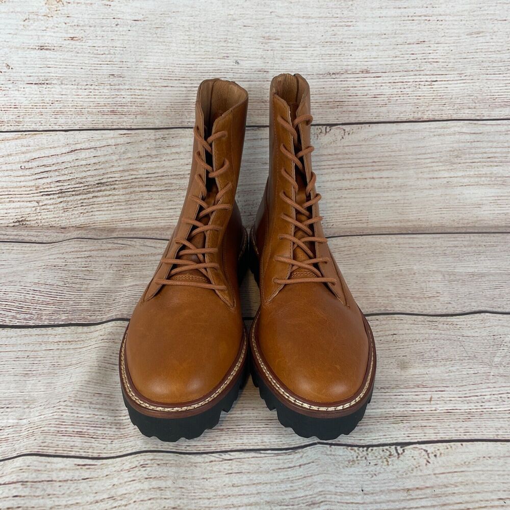 Madewell The Citywalk Lugsole Lace Boots Sz 6 Brown Leather - Picture 3 of 9